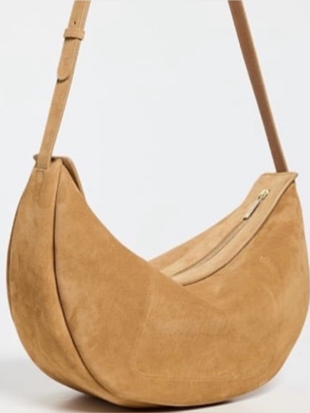 Brand New!! Mansur Gavriel Half Moon Suede Crossbody Bag in Caramel; NWT